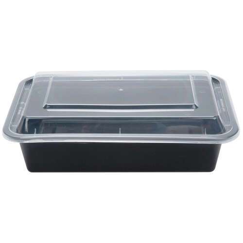 SafePro MC888 38 Oz. Rectangular Microwavable Containers Combo, Black Bottom, 150/CS