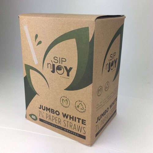SafePro PSWW-X 7.75-Inch White Wrapped Paper Jumbo Straws, 400/PK