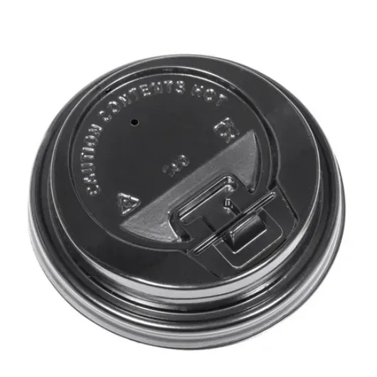 SafePro RDDL10B, 90 mm Black Reclosable Dome Lid for 10-24 Oz Hot Paper Cups, 1000/CS