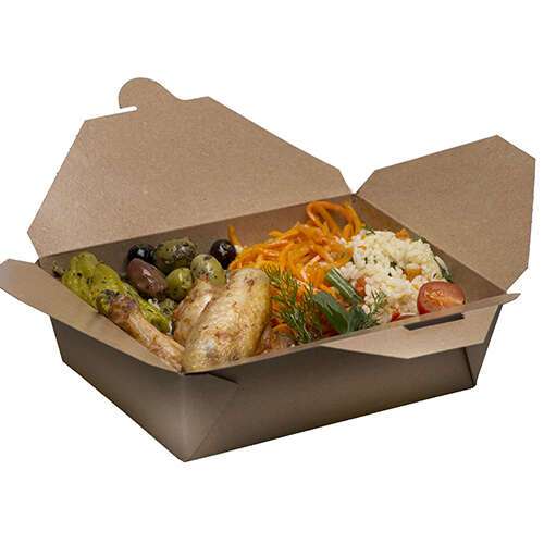 SafePro Eco SB03 66 Oz 8.5x6.25x2.5-Inch Take-out Microwavable Kraft Paper Container #3, 200/CS