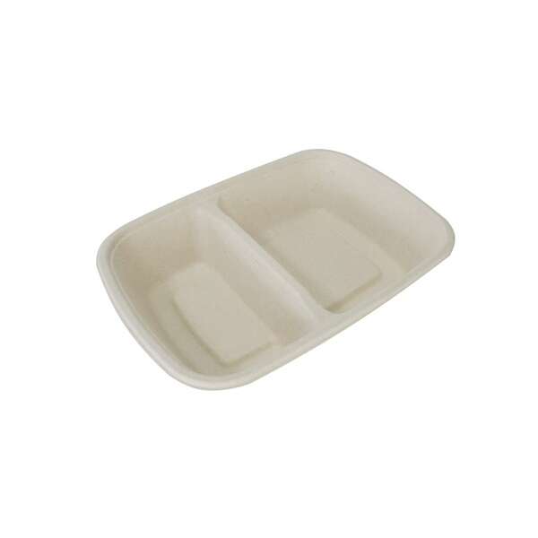 SafePro Eco SB900-2 8.5x6x1.5-Inch 28 Oz 2-Compartment Bio Rectangular Fiber Tray, 300/CS (Discontinued)
