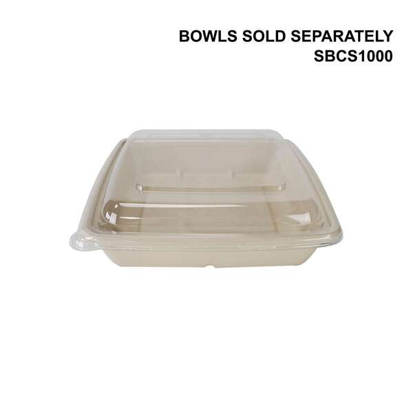 SafePro Eco SBCS1000F PET Clear Square Lid for Fiber Trays (SBCS1000, SBCS1000-3), 300/CS