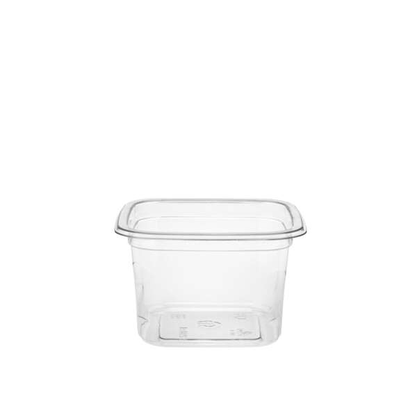SafePro SC1-08, 8 Oz Clear PET Square Deli Containers, 500/CS. Lids Sold Separately.