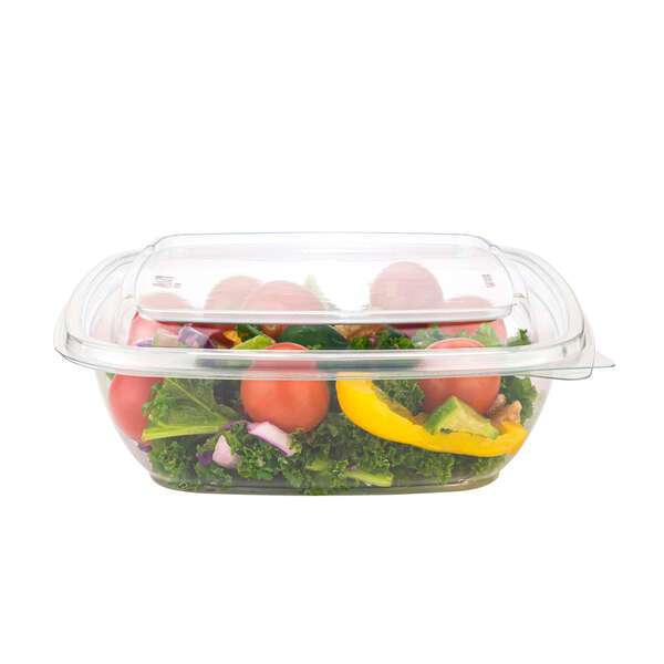 SafePro SC4-32C, 32 Oz Shallow Clear PET Square Containers, 140/CS. Lids Sold Separately.