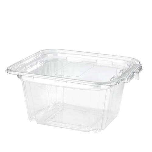SafePro TE16 16 Oz Tamper Evident Clear Plastic Container with Hinged Lid, 240/CS