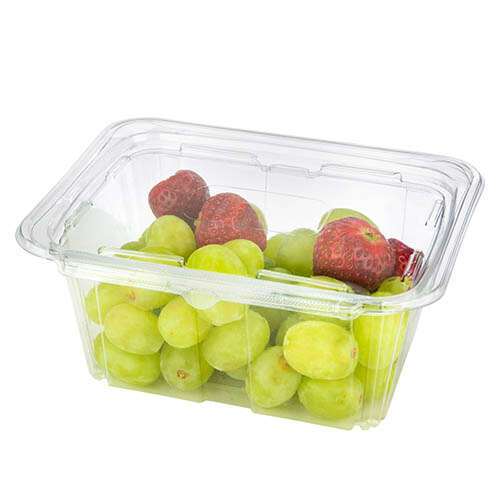 SafePro TE32 32 Oz Tamper Evident Clear Plastic Container with Hinged Lid, 200/CS