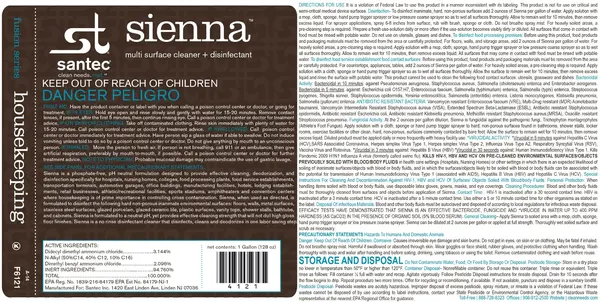 Santec Sienna 1-Gallon Disinfectant Concentrate, EA, 412104/SI-X
