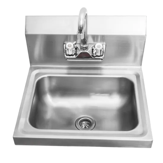 Sapphire SMHS-02, 12-Inch Stainless Steel 9x9x4-Inch Bowl Size Open Sided Wall Mounted Hand Sink