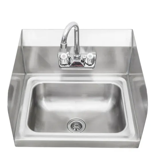 Sapphire SMHS-02-D, 12-Inch Stainless Steel 9x9x4-Inch Bowl Size Wall Mounted with Left and Right Splash Guards Hand Sink