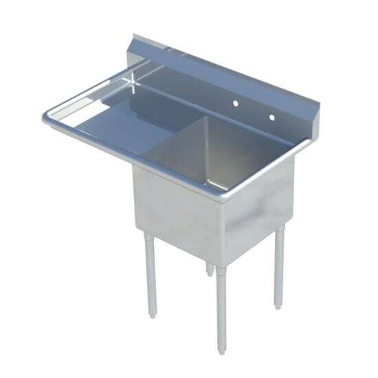 Sapphire SMS-1416L, 14x16-Inch 1-Compartment Stainless Steel Sink with Left Drainboard