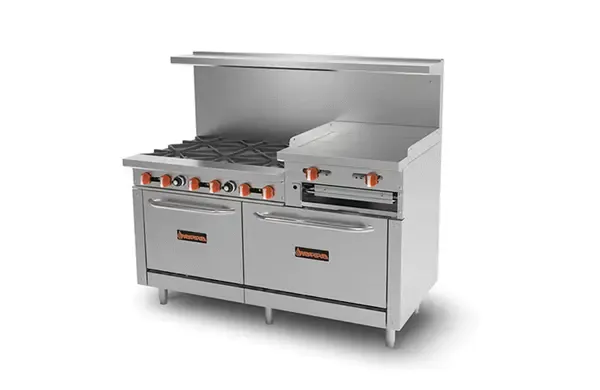 Sierra SR-6B-24RG-60, 60-inch Gas Range with 6 Burners, 1 24-inch Griddle, and 2 Ovens, 290,000 BTU (Discontinued)