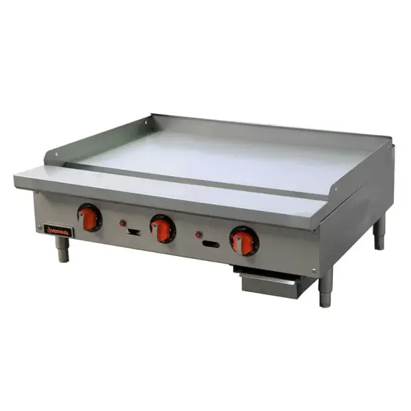 Sierra SRTG-36, 36-Inch Heavy-Duty Thermostatic Gas Griddle with 3 Burners, 90,000 BTU (Discontinued)
