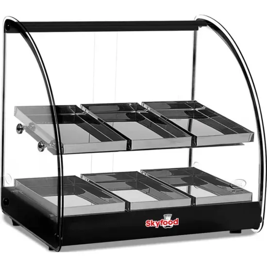 Skyfood FWD2-18BL, 18.5-Inch Countertop Heated Display Case w/ 6 Pans