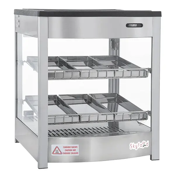 Skyfood FWD2S6P, Food Warmer Display Case, Double Shelf 6 Pans - Steam Line