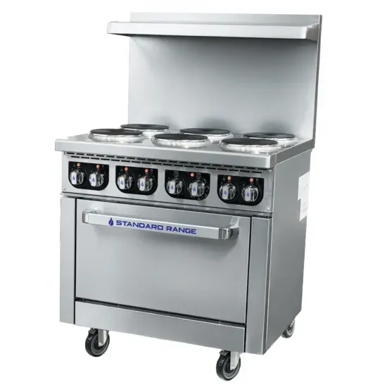 Standard Range SR-ER36-208, 36-Inch Electric Range with 6 Burners and Standard Oven - 208V, 3 Phase