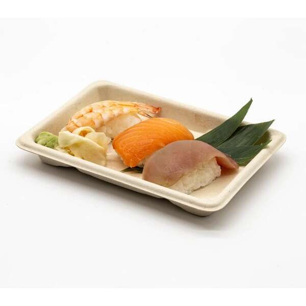 STI ST-3G-BASE, 6.5x4.5x0.75-Inch Wheat Straw Sushi Tray, 800/CS (Lids Sold Separately)