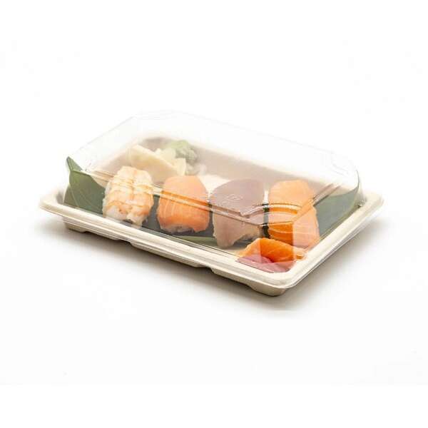 STI ST-4G-LID, 8.63x3.5-Inch OPS Clear Plastic Sushi Tray Lid, 800/CS (Bases Sold Separately)