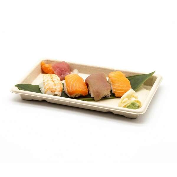 STI ST-5G-BASE, 8.25x5.13x0.62-Inch Wheat Straw Sushi Tray, 800/CS (Lids Sold Separately)