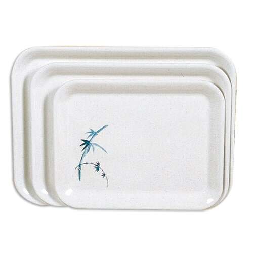Thunder Group 0903BB 17 x 12.63 Inch Asian Blue Bamboo Melamine Large Rectangular White Tray, DZ