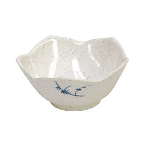 Thunder Group 1036BB 3 Oz Asian Blue Bamboo Melamine Round White Dish, DZ