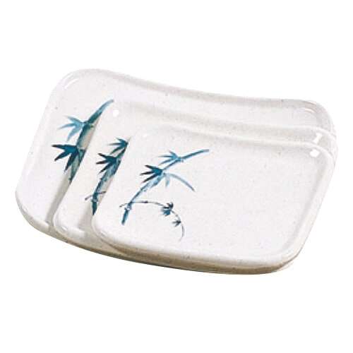 Thunder Group 1202BB 5.5 x 4.75 Inch Asian Blue Bamboo Melamine Rectangular White Plate, DZ