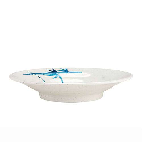 Thunder Group 1365BB 6.5 Inch Asian Blue Bamboo Melamine Round White Soup Plate, DZ