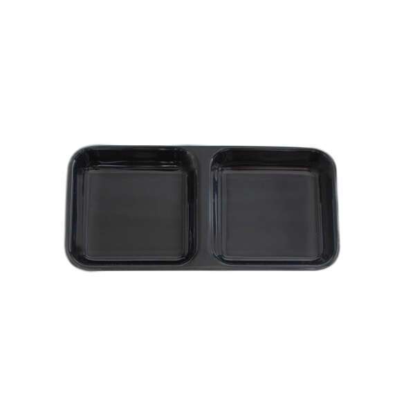Thunder Group 19002BK 4 Oz 6 x 3 Inch Western Classic Black Melamine Rectangular Twin Sauce Dish, DZ