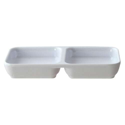 Thunder Group 19002WT 4 Oz 6 x 3 Inch Western Classic White Melamine Rectangular Twin Sauce Dish, DZ