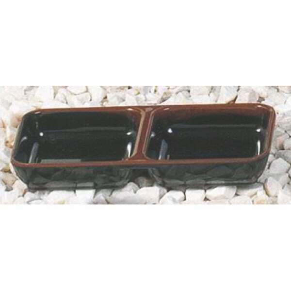 Thunder Group 1902TM 4 Oz 6 x 3 Inch Asian Tenmoku Rectangular Melamine Twin Sauce Dish, DZ