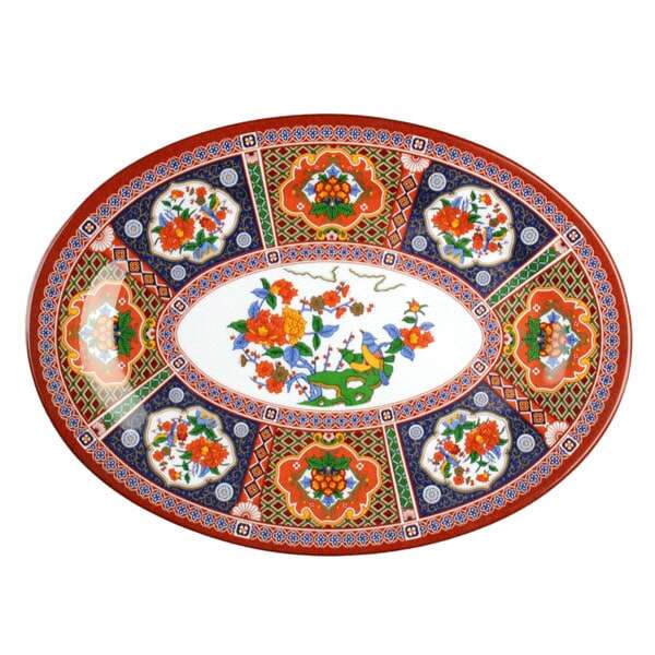 Thunder Group 2012TP 12 x 8.63 Inch Asian Peacock Melamine Oval Platter, DZ