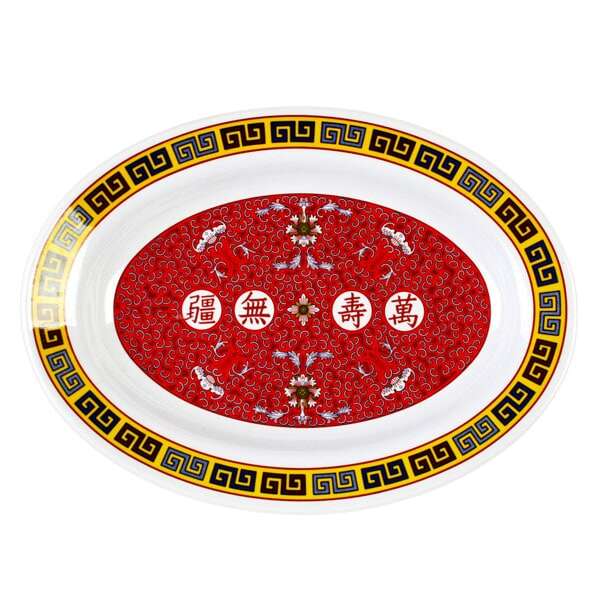 Thunder Group 2114TR 28 Oz 14.12 x 10.63 Inch Asian Longevity Melamine Oval Deep Platter, DZ