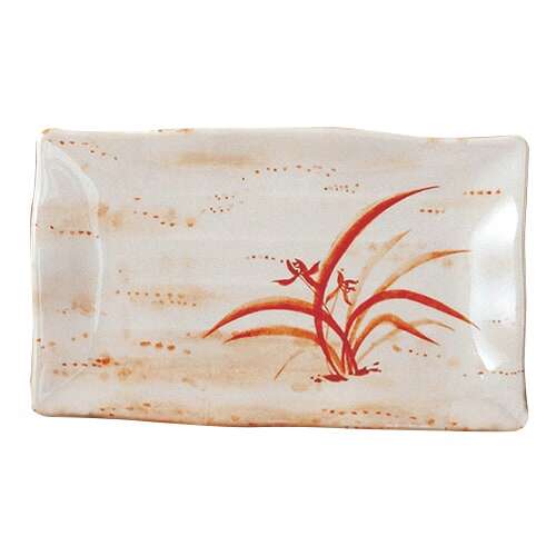Thunder Group 2414 13.5 x 9.12 Inch Asian Gold Orchid Melamine Wave Rectangular Plate, DZ