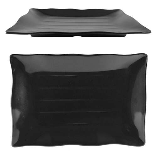 Thunder Group 24140BK 13.5 x 9.12 Inch Western Classic Black Melamine Rectangular Wave Plate, DZ