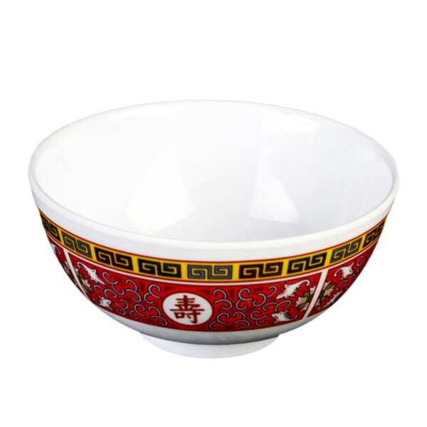 - 3008TR 6 Oz 3.75 Inch Asian Longevity Melamine Round Rice Bowl, DZ