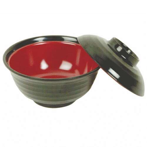 Thunder Group 3221JBR 8 Oz 4 Inch Asian Two Tone Melamine Red and Black Round Medium Soup/Vegetable Bowl, DZ