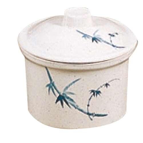 Thunder Group 3504BB 14 Oz 4.12 Inch Asian Blue Bamboo Melamine Round White Special Bowl with Lid, DZ