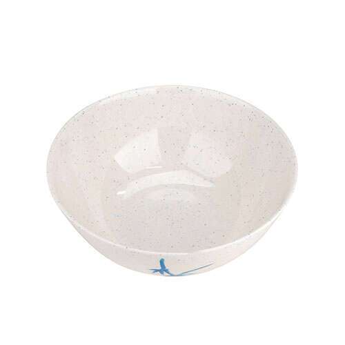 Thunder Group 3506BB 10 Oz 4.5 Inch Asian Blue Bamboo Melamine Round White Special Bowl with Lid, DZ