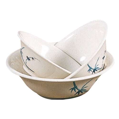 Thunder Group 5108BB 34 Oz 8 Inch Asian Blue Bamboo Melamine Round Deep White Bowl, DZ