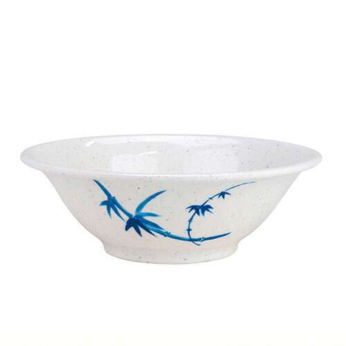 Thunder Group 5108BB 34 Oz 8 Inch Asian Blue Bamboo Melamine Round Deep White Bowl, DZ
