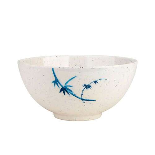 Thunder Group 5207BB 39 Oz 7 Inch Asian Blue Bamboo Melamine Round White Rice Bowl, DZ
