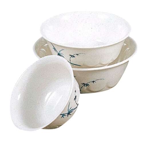 Thunder Group 5265BB 25 Oz 6.25 Inch Asian Blue Bamboo Melamine Round Scalloped White Bowl, DZ