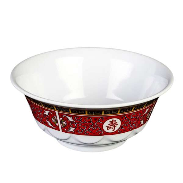 - 5285TR 53 Oz 8.25 Inch Asian Longevity Melamine Round Scalloped Bowl, DZ