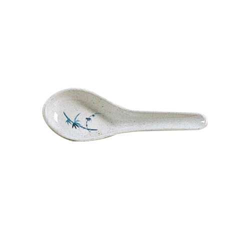 - 7002BB.5 Oz 4.75 x 1.38 Inch Asian Blue Bamboo Melamine White Chinese Spoon, DZ