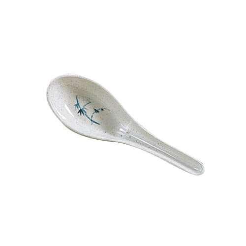 - 7003BB.75 Oz 5.63 x 1.63 Inch Asian Blue Bamboo Melamine White Wonton Soup Spoon, DZ