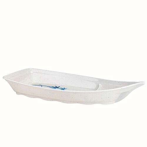 Thunder Group 8005BB 22 Oz 12 x 5.5 Inch Asian Blue Bamboo Melamine Medium White Sushi Boat, DZ