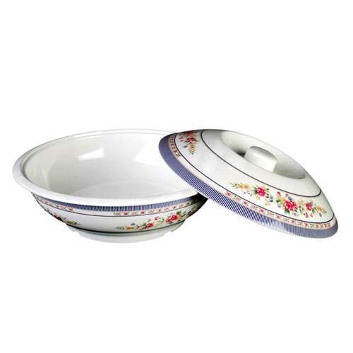 Thunder Group 8010AR 75 Oz 10 Inch Asian Rose Melamine Round Serving Bowl With Lid, EA