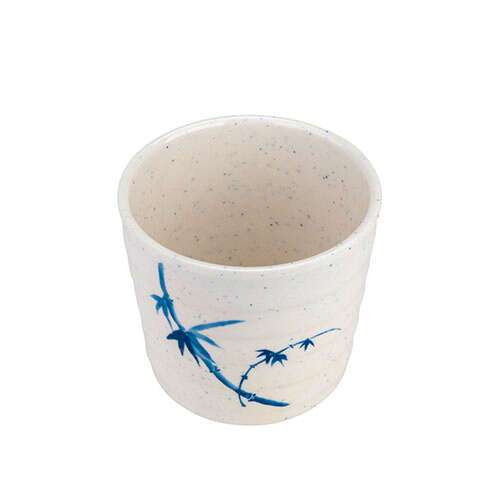 Thunder Group 9302BB 11 Oz 3.5 Inch Asian Blue Bamboo Melamine White Tea Cup, DZ