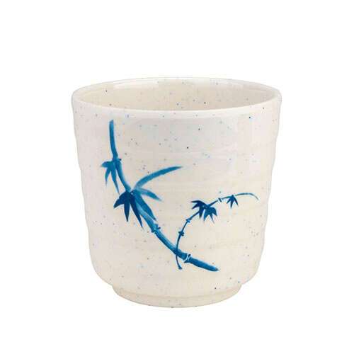 Thunder Group 9302BB 11 Oz 3.5 Inch Asian Blue Bamboo Melamine White Tea Cup, DZ