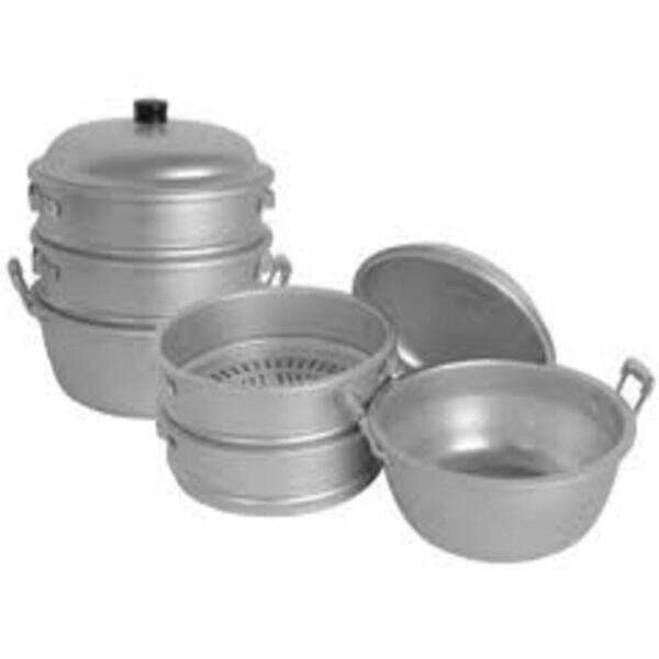 Thunder Group ALST002, 11x12.5-inch Aluminum Steamer Set of Lid, Steamer & Bottom, SET
