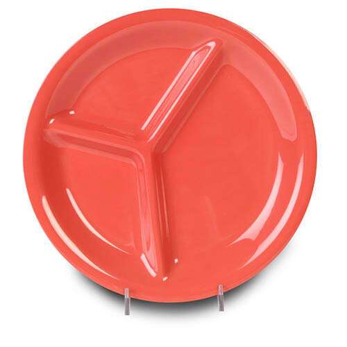 Thunder Group CR710RD 10.25 Inch Western Orange 3 Compartment Melamine Plate, DZ